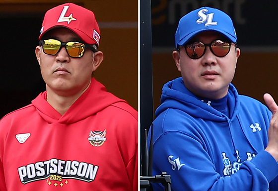 SSG 이숭용 감독(왼쪽)과 삼성 박진만 감독. 뉴스1