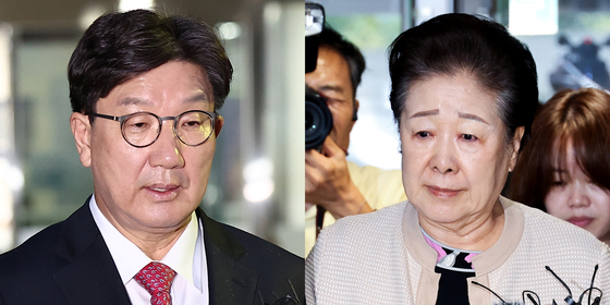 권성동 국민의힘 의원과 한학자 통일교 총재. 연합뉴스