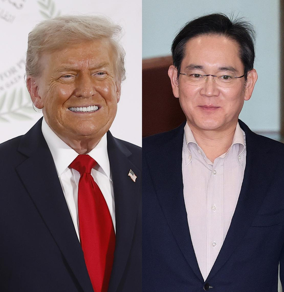 도널드 트럼프 미국 대통령(왼쪽)과 이재용 삼성전자 회장. AP=연합뉴스, 뉴스1 