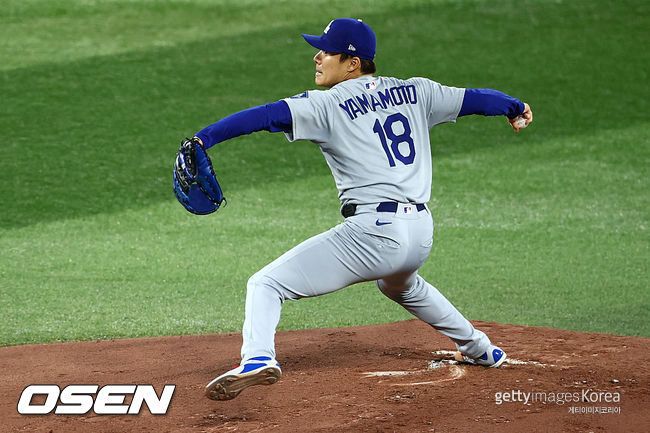 [사진] 다저스 야마모토. ⓒGettyimages(무단전재 및 재배포 금지)