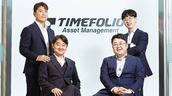 타임폴리오자산운용의 주요 운용 책임자들이 27일 서울 여의도 TP타워 사무실에서 중앙일보와 인터뷰 하고 있다. 김종호 기자 20250827
