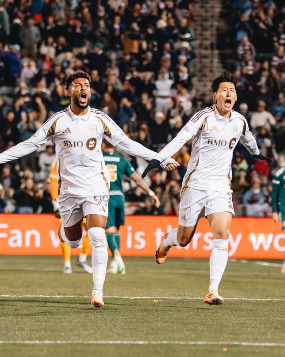 LAFC의 흥부듀오 손흥민(오른쪽)과 드니 부앙가. [사진 LAFC SNS]