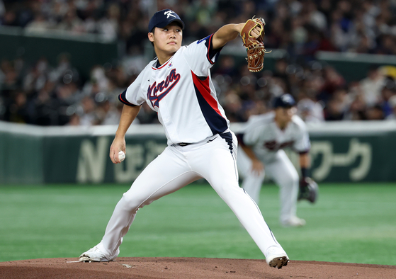 16일 일본전의 정우주. 연합뉴스 