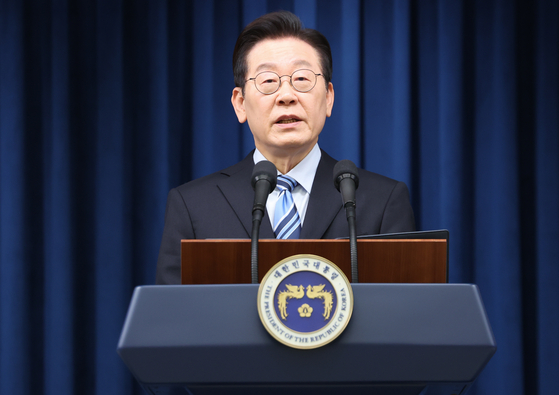 이재명 대통령이 지난 14일 서울 용산 대통령실 청사에서 한·미 팩트시트 타결 결과를 발표하고 있다. 뉴스1