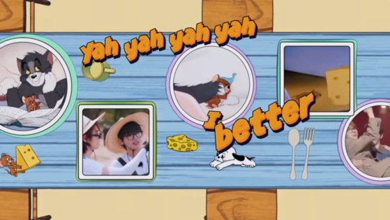 보이그룹 보이넥스트도어는 인기 애니메이션 '톰과 제리' 탄생 85주년을 기념한 싱글 '세이 치즈'를 발표했다. 사진 KOZ엔터테인먼트, 일본 워너 브라더스사진 KOZ엔터테인먼트, 일본 워너 브라더스