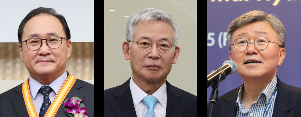 (왼쪽부터) 김예동 UST 명예교수, 오희목 UST 명예교수(석좌교수), 송철화 UST 명예교수
