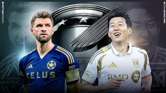 MLS 플레이오프 8강전에서 맞대결을 펼치는 LAFC 손흥민(오른쪽)과 밴쿠버 토마스 뮐러. 사진 MLS 홈페이지