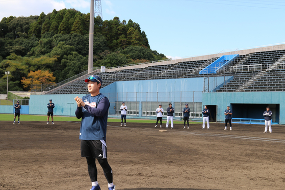 마무리캠프 주장을 맡았던 외야수 김인태. 사진 두산 베어스