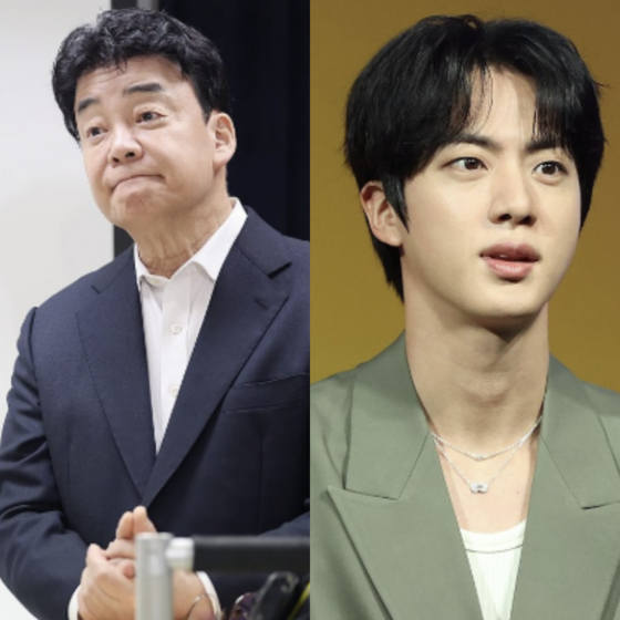 백종원 더본코리아 대표와 BTS 진. 연합뉴스. 