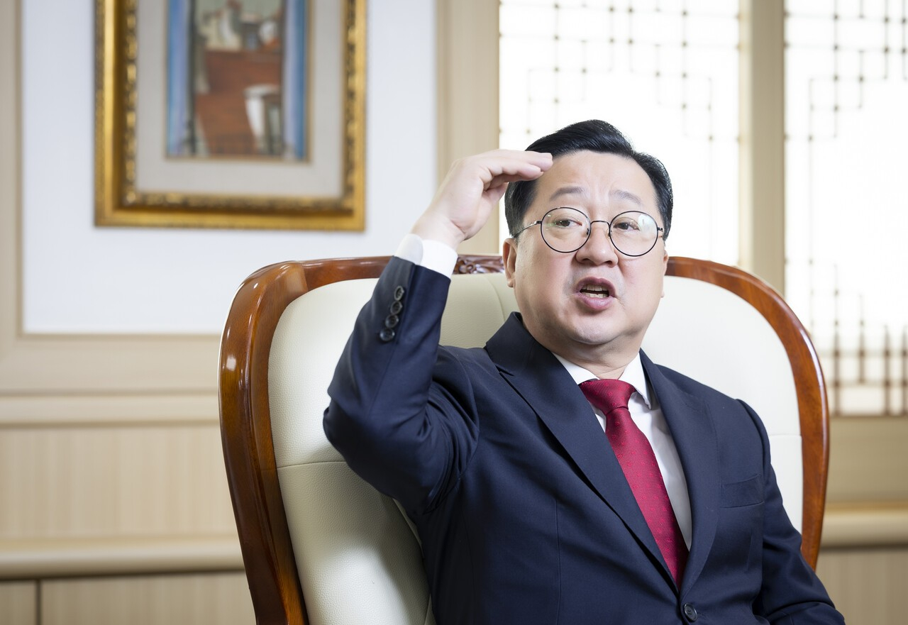 이장우 대전광역시장은 대전·충남 통합에 대해 “대전의 과학기술력과 충남의 산업 인프라를 결합하는 새로운 성장축 조성 전략”이라고 설명했다. 최영재 기자