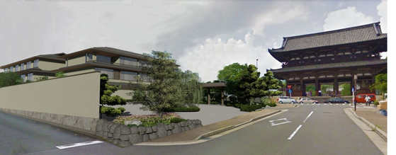 세계문화유산으로 지정된 일본 교토의 닌나지 앞에 들어서는 호텔 계획도. 교토시 홈페이지 캡처