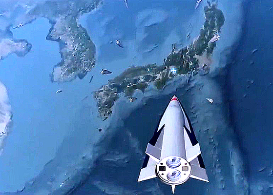 중국 민간 항공우주기업 링콩톈싱이 25일 시험발사에 성공했다고 공개한 극초음속 미사일 ‘YKJ-1000’의 일본 본토 타격 이미지. X 캡처