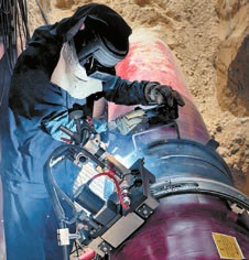 경북권 천연가스 배관 자동용접 시공현장. [사진 한국가스공사]