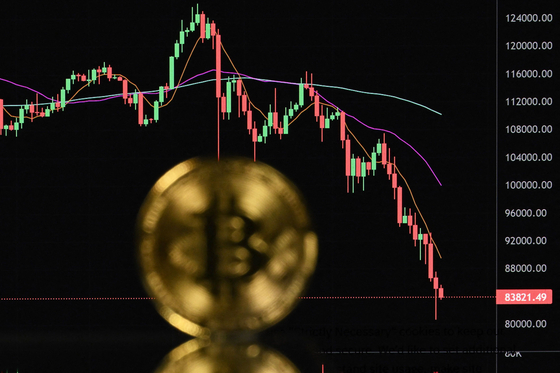 비트코인 가격은 2025년 10월 사상 최고가인 12만6000달러를 기록한 뒤 급격히 하락했다. AFP=연합뉴스