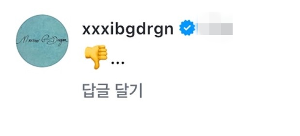 지드래곤이 남긴 마마 공식 계정의 댓글