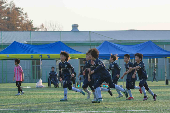 청주프로비티 선수들이 득점 직후 환호하고 있다. 사진 한국유소년축구협회