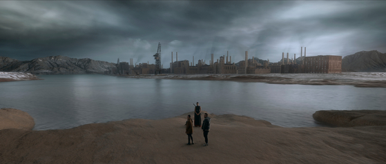 넷플릭스 시리즈 '삼체'의 한 장면. 외계인인 삼체인들이 주인공들을 삼체 조직에 포섭하기 위해 보여주는 장면이다. 문명이 반복적으로 파괴되는 모습을 묘사했다. 사진 넷플릭스