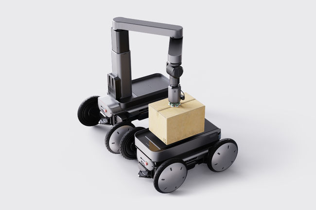 박스를 싣는 모베드.