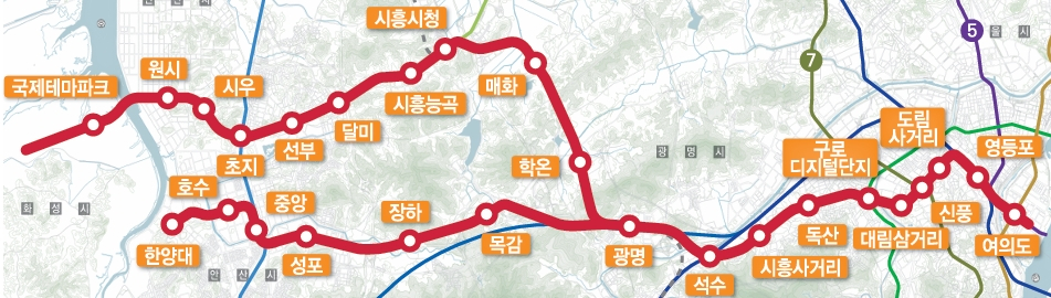 에스트랜스(주)에서 운영하게 될 신안산 복선전철의 운영구간. 에스트랜스(주) 제공