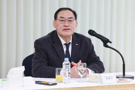 취임 1주년을 맞아 출입기자 간담회를 개최한 하형주 국민체육진흥공단 이사장이 지난 1년간 공단을 이끈 소감을 밝히고 있다. 사진 국민체육진흥공단