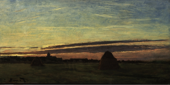 클로드 모네의 ‘사이의 건초더미’는 동료 화가와 함께 숲을 찾아 그린 야외 풍경화로, 그의 유명한 건초더미 연작을 예고하는 선구적 작품이다.
