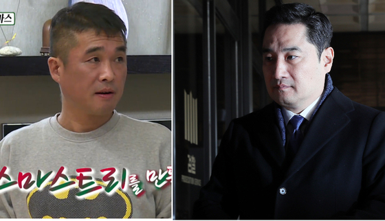 가수 김건모(왼쪽)와 강용석 변호사. 사진 SBS·연합뉴스