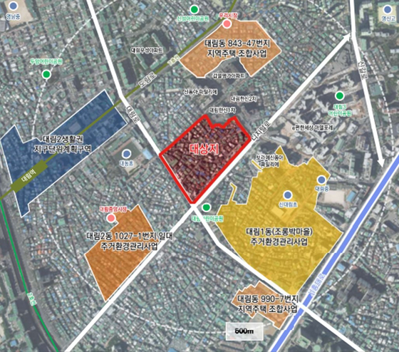 서울 영등포구 대림1구역이 1000여세대 아파트 단지로 다시 태어난다. 사진은 대림1구역 위치도. [사진 서울시]