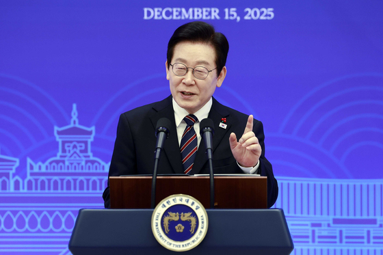 이재명 대통령이 15일 서울 용산 대통령실에서 열린 한-라오스 공식오찬에서 환영사를 하고 있다. 대통령실사진기자단