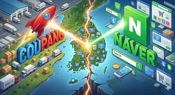 이커머스 시장을 양분하는 쿠팡과 네이버. 사진 구글 제미나이
