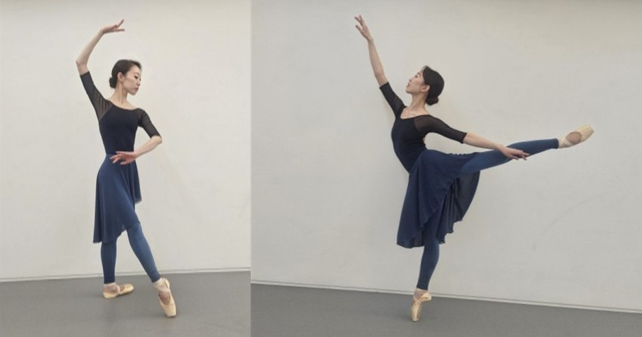 〈사진4,5. 한국실크연구원과 협업해 제주 해녀 복식을 현대적으로 재해석한 기능성 무대 의상〉