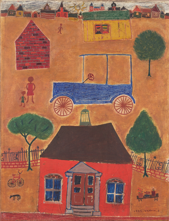 장욱진의 용인 양옥은 1953년 피란지 부산에서 그린 '자동차 있는 풍경' 속 집을 닮았다. 사진 장욱진미술문화재단