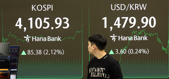 22일 서울 중구 하나은행 딜링룸 전광판 증시 종가가 나타나고 있다. 뉴스1