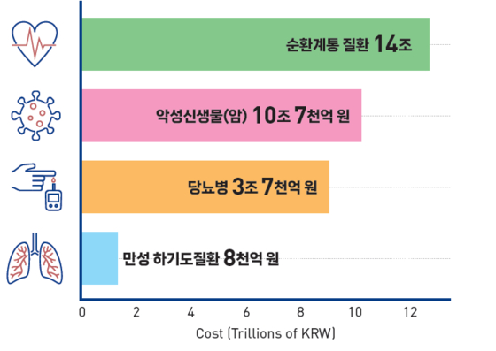 주요 만성질환 진료비 구성비. 사진 질병관리청