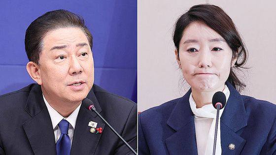 김병기 더불어민주당 원내대표(왼쪽)와 강선우 민주당 의원. 중앙포토