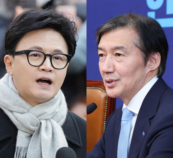 한동훈 전 국민의힘 대표(왼쪽), 조국 조국혁신당 대표. 뉴스1