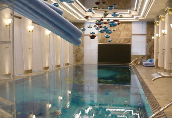 FBK 보고서에 등장하는 푸틴 대통령의 '초호화 별장'내 수영장 시설. 사진 홈페이지 캡처