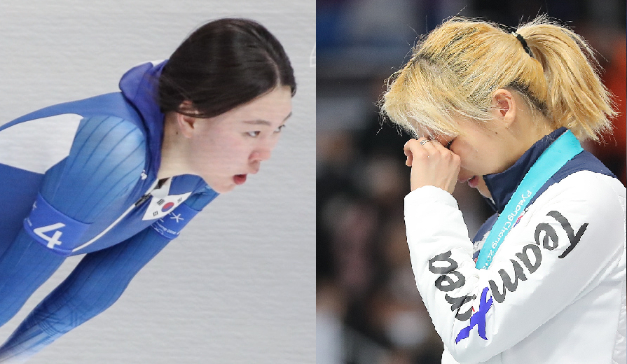 2018년 평창 동계올림픽 당시 노선영(왼) 선수와 김보름. 
