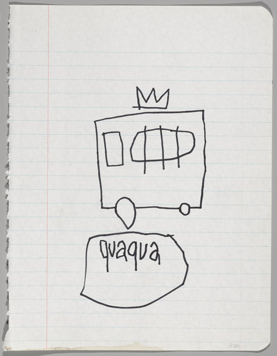 서울 동대문디자인플라자(DDP)에서 1월 31일까지 열리는 ‘장 미셸 바스키아: 과거와 미래를 잇는 상징적 기호들’에 전시된 창작 노트. [사진 바스키아 재단]