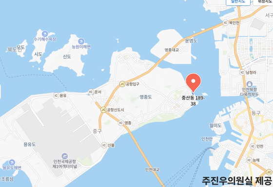 이혜훈 기획예산처 장관 후보 배우자가 2000년 매입한 인천 영종도 토지 위치. 사진 주진우 의원실