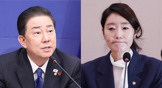 더불어민주당 김병기 의원(왼쪽)과 강선우 의원. 중앙포토