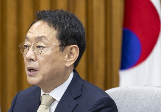 국민의힘 김도읍 정책위의장이 19일 국회에서 열린 원내대책회의에서 발언하고 있다. 연합뉴스