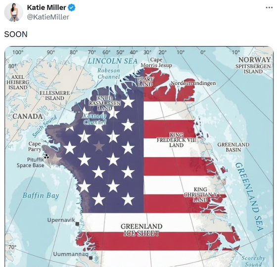 그린란드와 성조기를 결합한 지도. 사진 X 캡처
