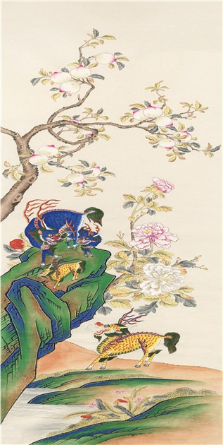 이재명 대통령은 지난 5일 베이징에서 열린 한·중 정상회담을 기념해 시진핑 중국 국가주석에게 우호·협력관계의 심화를 기원하는 의미를 담아 엄재권 화백이 그린 기린도를 선물했다. 사진 청와대