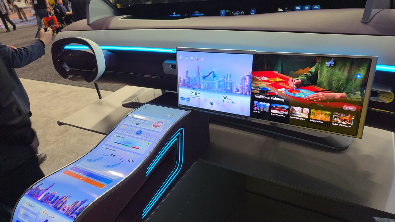 6일(현지시간) 미국 라스베이거스 CES 2026 현장에서 전시된 TCL CSOT의 자동차용 디스플레이. 김효성 기자
