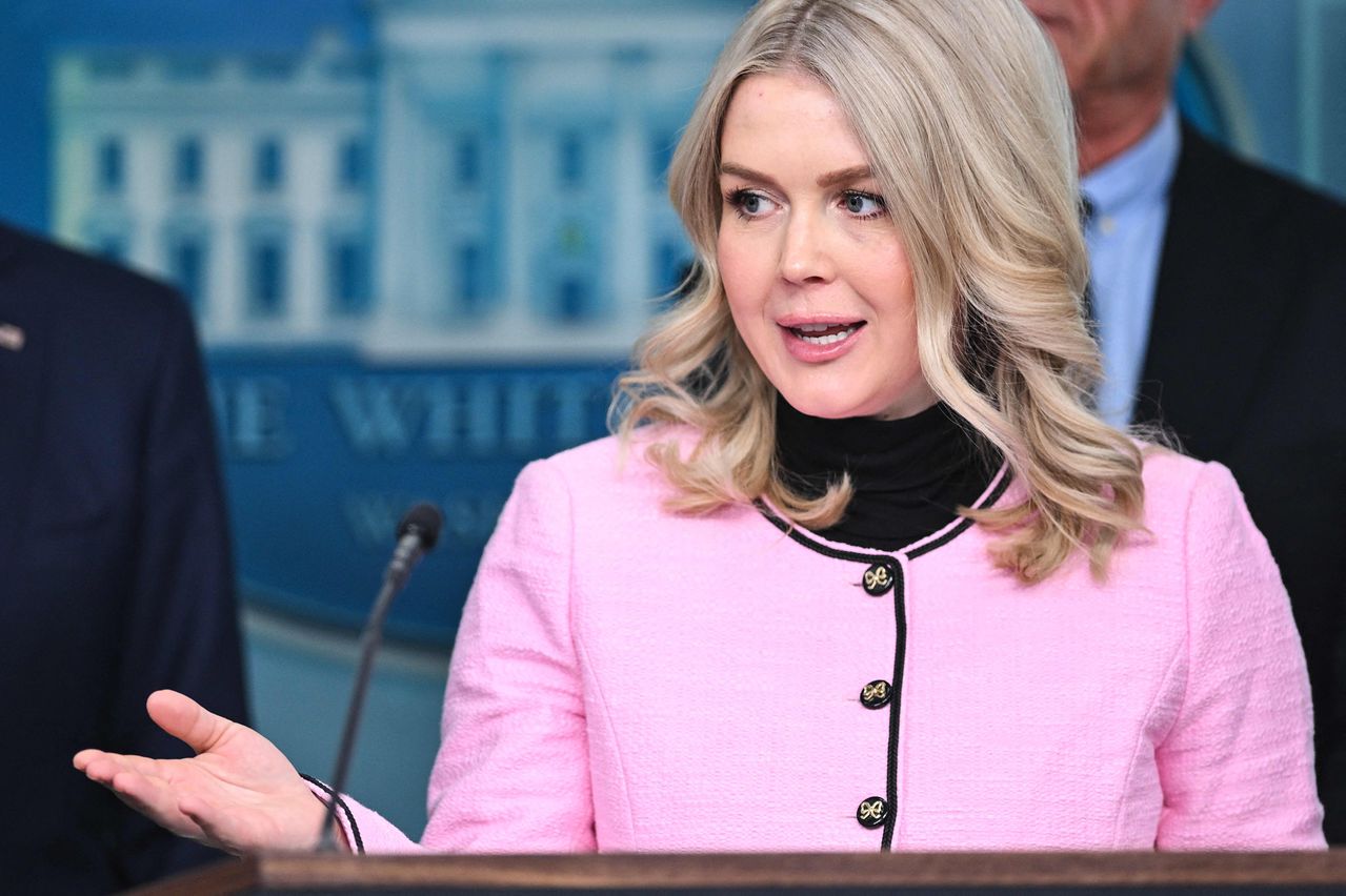 캐롤라인 레빗 미국 백악관 대변인이 7일(현지시간) 워싱턴 DC 백악관에서 언론 브리핑을 하고 있다. AFP=연합뉴스