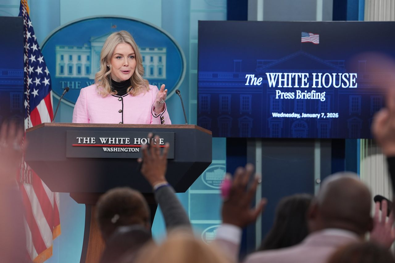 캐롤라인 레빗 백악관 대변인이 7일(현지시간) 백악관에서 브리핑을 진행하고 있다. AP=연합뉴스