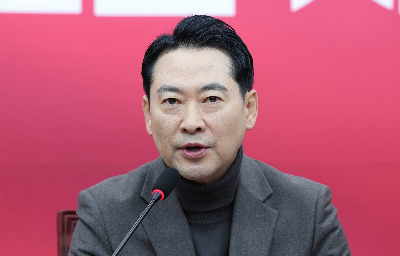 장동혁 국민의힘 대표가 지난 8일 오전 국회에서 열린 최고위원회의에서 발언하고 있다. 임현동 기자. 