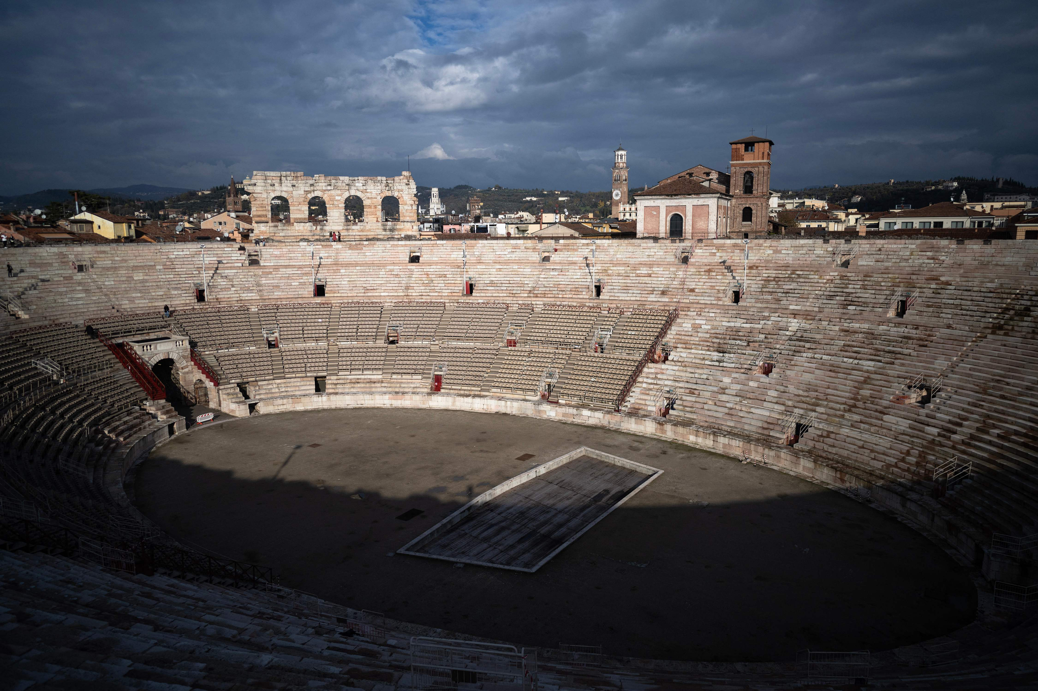 동계올림픽 폐회식을 치를 베로나의 원형 경기장 내부 전경. AFP=연합뉴스