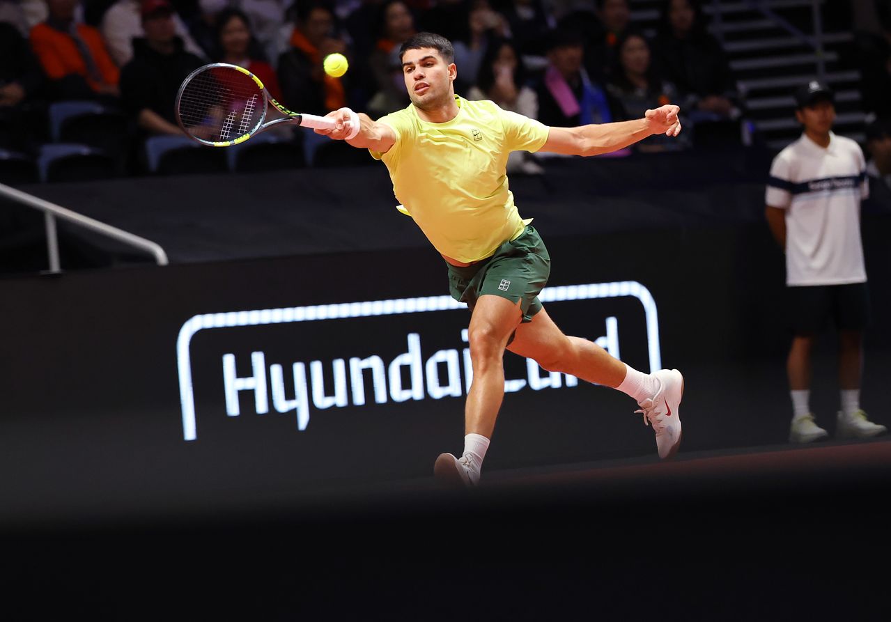 마치 메이저 대회 결승전처럼 혼신의 플레이를 펼친 알카라스. 연합뉴스