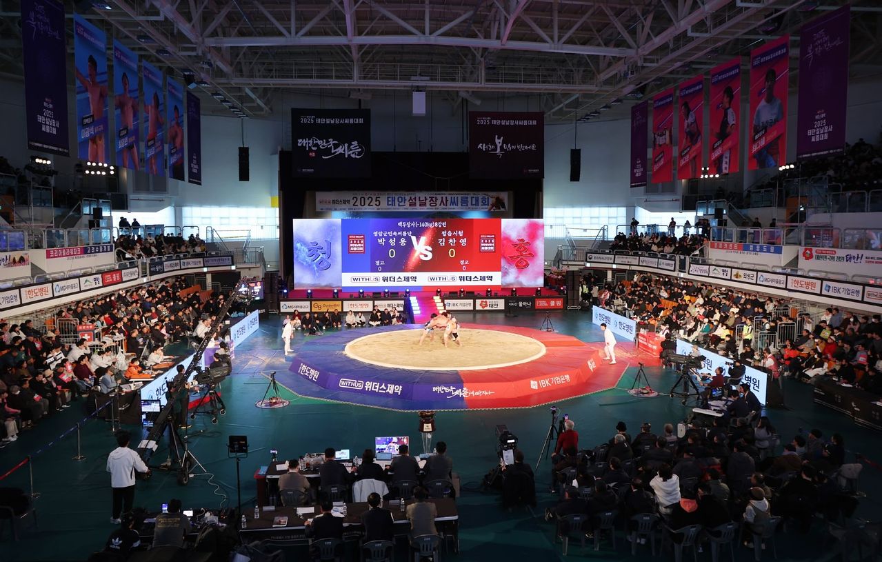 지난해 1월 충남 태안에서 개최된 2025 설날 장사 씨름대회 백두장사 결정전 모습. [사진 태안군]